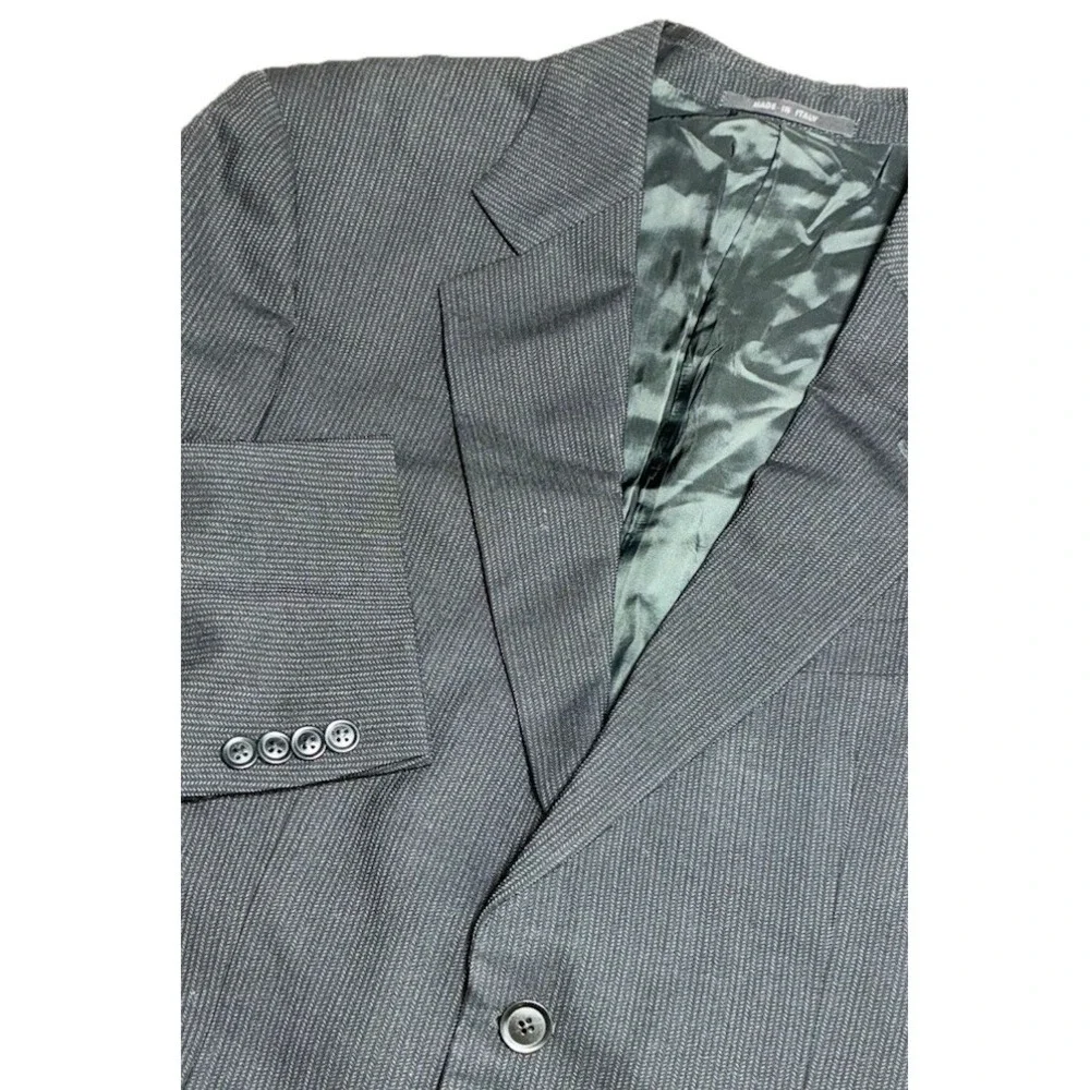 Armani Collezioni Saks Blazer Men's 40R Charcoal Herringbone Wool Italy‎ *hole